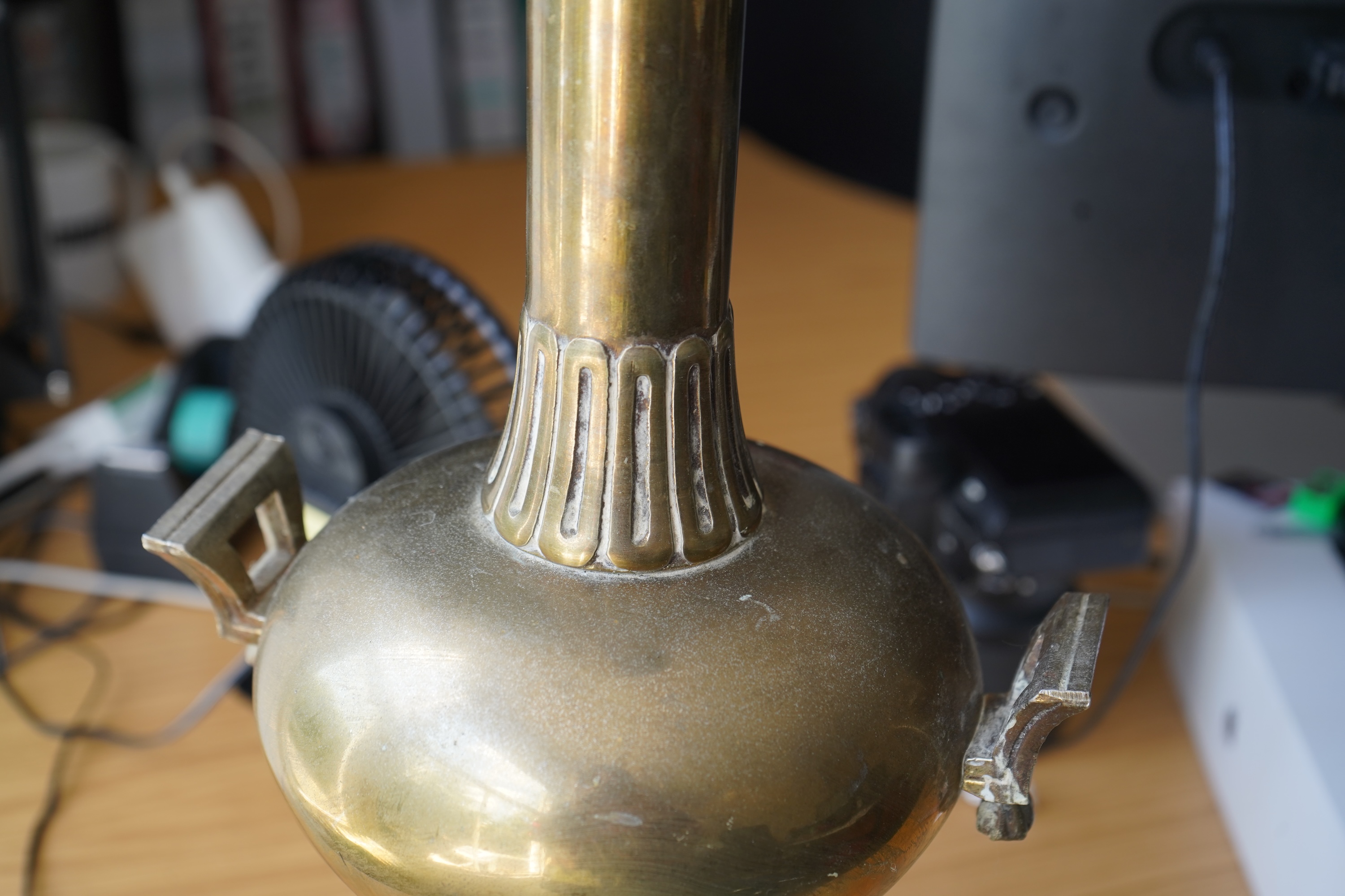 An Art Deco brass table lamp
